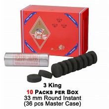 Three Kings Charcoal Rounds 33mm 10 Packs Per Box