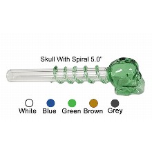 5 Inch Green Spiral Skull Oil Burner