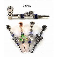 5 Inch Metal Animal Stones Hand Pipe