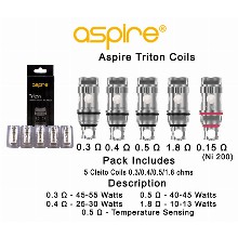 Aspire Triton Coils 0.3 Ohm 0.4 Ohm 0.5 Ohm 1.8 Ohm 0.15 Ohm