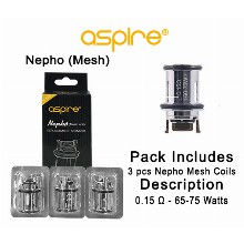 Aspire Nepho mesh Coils 0.15ohm & 65 75w