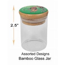 2.5 Inch Rasta Bamboo Glass Jar