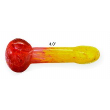 4 Inch Red yellow Glass Hand Pipe