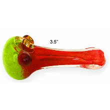 3.5 Inch Green Red Glass Hand Pipe
