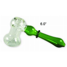 6 Inch Clear Green Bubbler