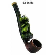 4.5 Inch Green Frog Wooden Pipe