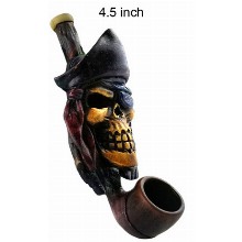 4.5 Inch Pirate Face Wooden Pipe