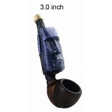 3 Inch Blue Totem Wooden Pipe