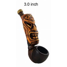 3 Inch Brown Totem Wooden Pipe