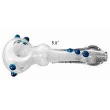 5 Inch Snow White And Blue Glass Hand Pipe