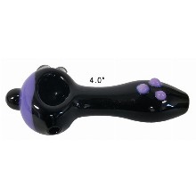 4 Inch Black And Purple Glass Hand Pipe