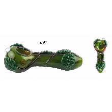 4.5 Inch Green Leaves Glass Hand Pipe