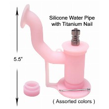 5.5 Inch Pink Color Silicone Rig With Titanium Nail