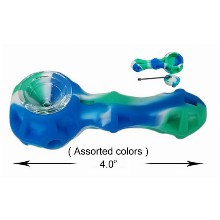 4.0 Inch White blue green Silicone Hand Pipe