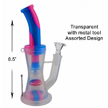 8.5 Inch Transparent Silicone Water Pipe With Metal Tool