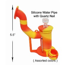 5.5 Inch Orange yellow Silicone Water Pipe With Quartz Nail Included Silicone Jar And Dabbing Tool