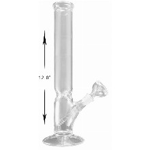 12 Inch Clear Glass Straight Water Pipe