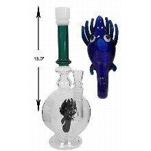 13 Inch Percolator Water Pipe With Blue Monster Head