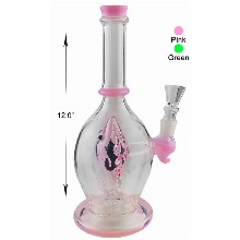 12 Inch Pink Percolator Water Pipe With Fish
