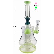 12 Inch Green Glass Percolator Water Pipe