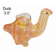 3.0 Inch Duck Small Glass Stripe Colored Hand Pipe