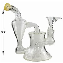 6 Inch Clear And Yellow Percolator Water Pipe