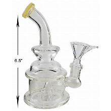 6.5 Inch Clear And Yellow Percolator Water Pipe