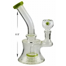 6.5 Inch Clear And Green Percolator Water Pipe