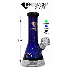 8 Inch Blue Black Diamond Glass Beaker Water Pipe