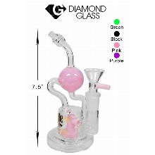 7.5 Inch Pink Diamond Glass With Perc Water Pipe