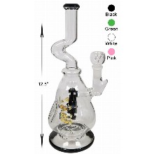 12.5 Inch White Black Monster Head Perc Water Pipe