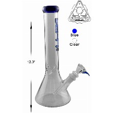 12 Inch Clear Blue Sci fi Glass Beaker Water Pipe