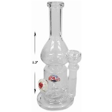 8 Inch Clear red blue Mushrooms Perc Water Pipe