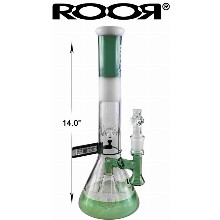 14 Inch Green white Roor Perc Water Pipe