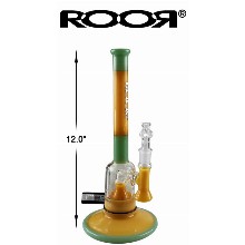 12 Inch Gold green Roor Perc Water Pipe