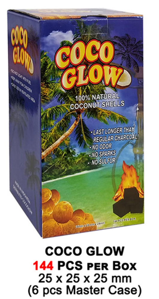 Coco Glow Slow Burn Charcoal 144pcs Per Box 25mm
