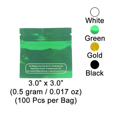 Zipped Bag 3 Inch X 3 Inch 0.5 Gram & 0.017 Oz