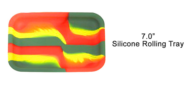 7 Inch Silicone Rolling Tray 3 Colored Stripes