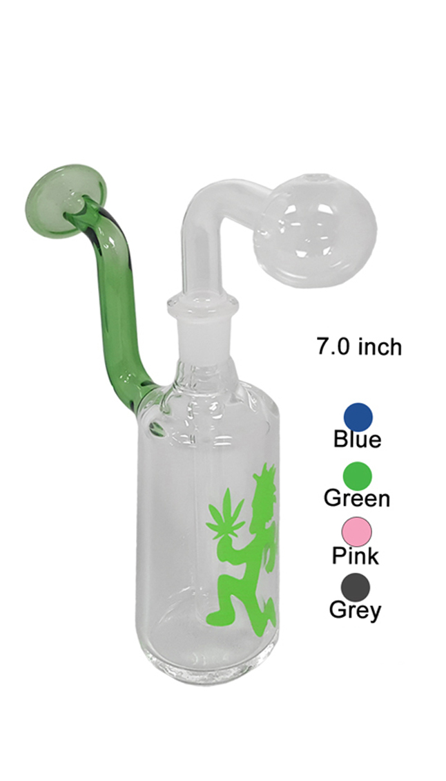 7 Inch Green With Weed Logo Oil Burner