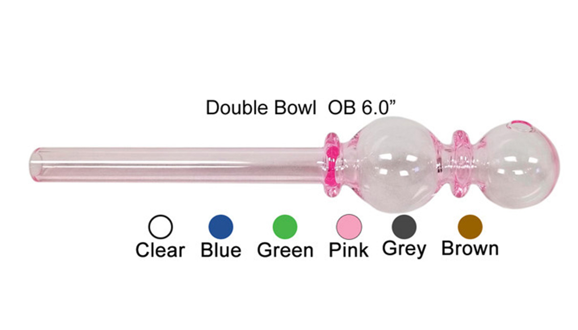 6 Inch Clear Pink Double Bowl Oil Burner