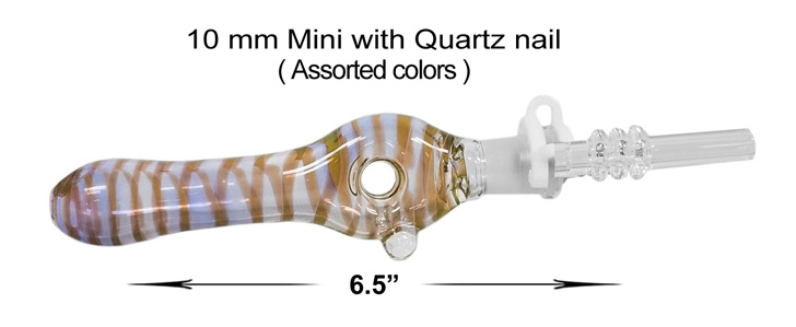6.52 Inch Nectar Collector 10 mm Mini With Quartz Nail