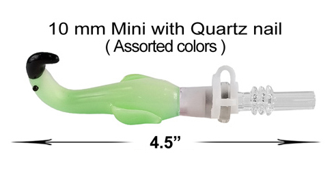 4.5 Green Flamingo Nectar Collector 10 mm Mini With Quartz Nail
