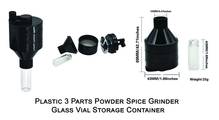 Plastic 3 Parts Powder Grinder Container