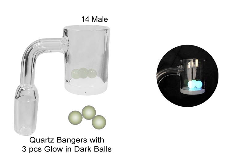 14 Male Quartz Banger With Glow In Dark Balls