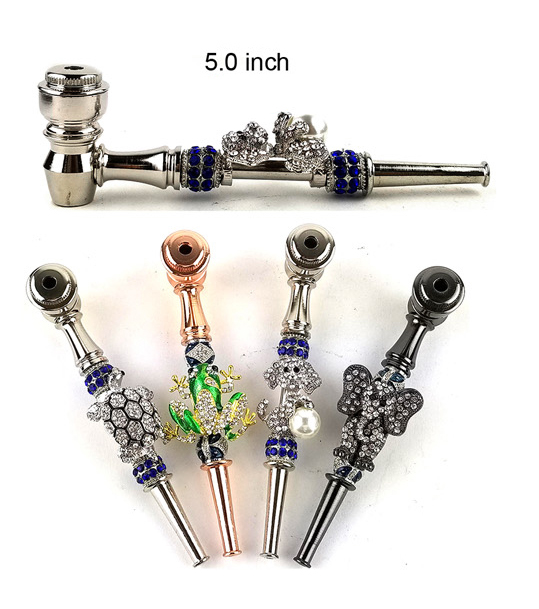 5 Inch Metal Animal Stones Hand Pipe