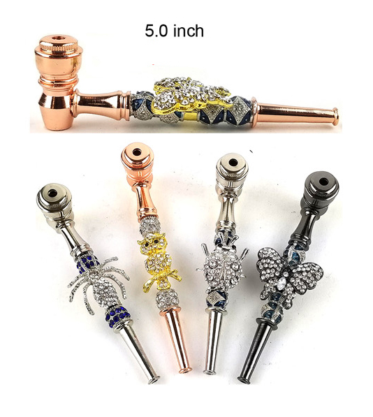 5 Inch Metal Insects Stones Hand Pipe