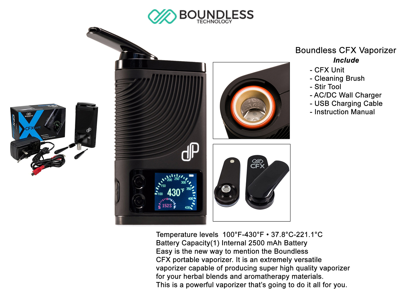 Boundless Technology Cfx Vaporizer 2500mah Battery