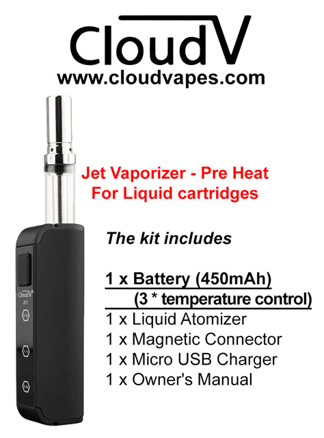 Cloudv Jet Vaporizer Pre Heat For Liquid Cartridges 450mah