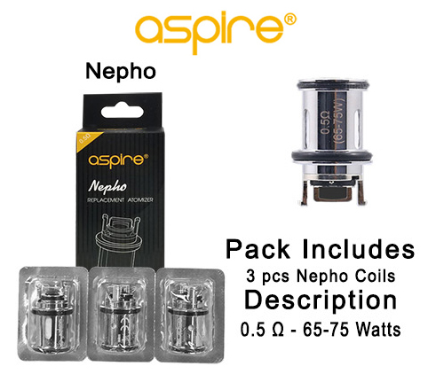 Aspire Nepho Coils 0.5ohm & 65 75w