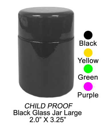 Black Glass Jar Large 2 Inch X 3.25 Inch